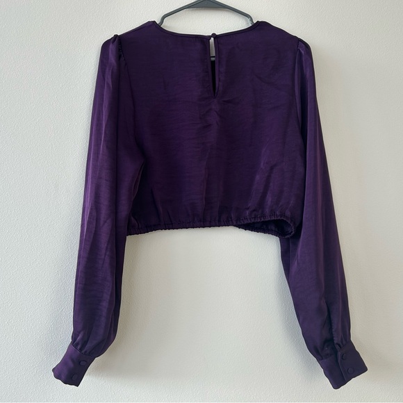 House of Harlow 1960 Cropped Purple Satin Blouse - Picture 2 of 3